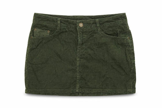 H&M L.O.G.G Women Green Corduroy Short Skirt Size 8
