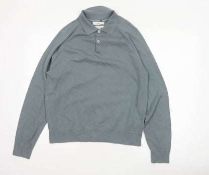 Marks and Spencer Mens Grey Collared Henley Jumper Size M