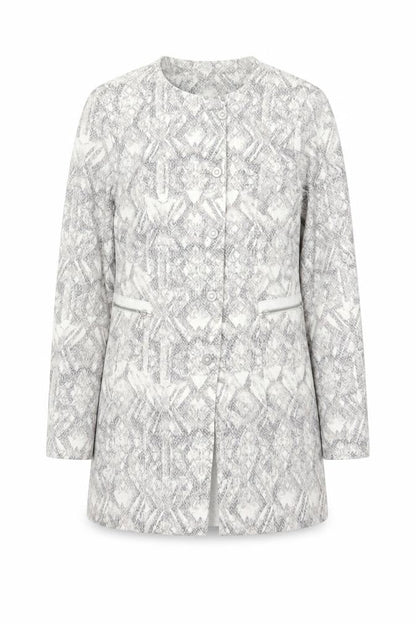 Apanage Collection Women’s Grey Geometric Button Coat Size 14