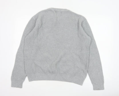Mantaray Men's Grey Cotton Waffle-Knit Crew Neck Jumper M