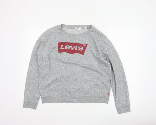 Levi's Womens Grey Logo Crew Neck Pullover Sweatshirt L