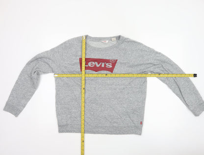 Levi's Womens Grey Logo Crew Neck Pullover Sweatshirt L