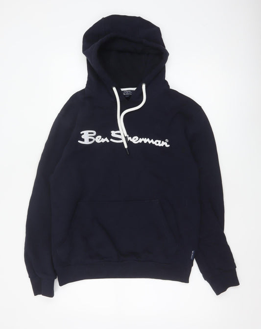 Ben Sherman Men's Navy Cotton Pullover Hoodie Small