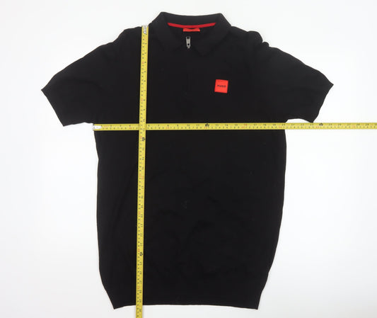 HUGO Boss Men's Black Cotton Short Sleeve Polo Shirt L
