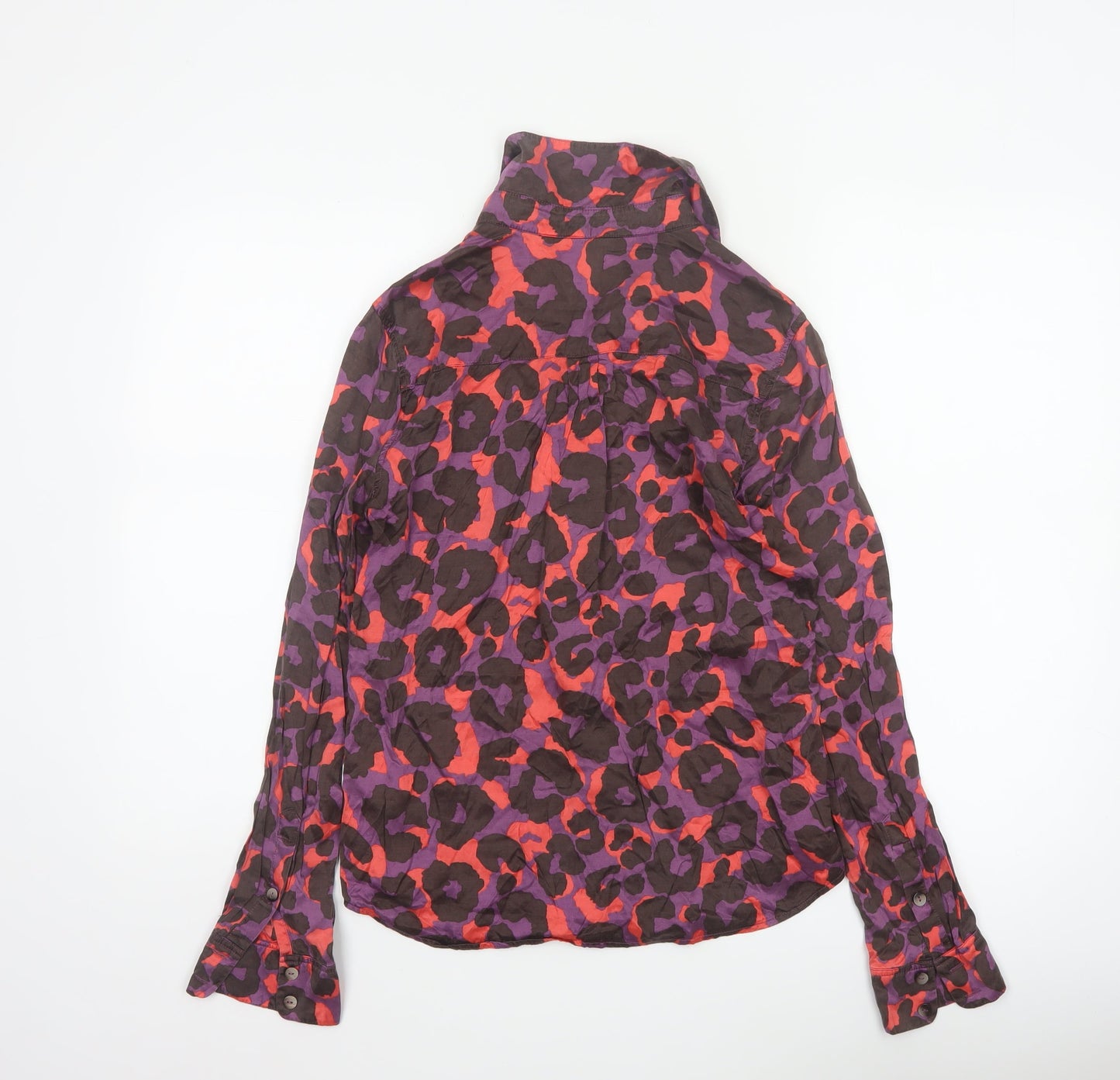Boden Women's Multicoloured Animal Print Silk Blend Button-Up Shirt UK 10