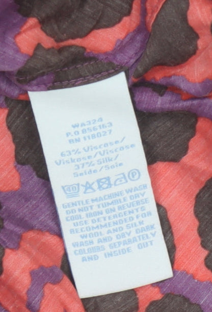 Boden Women's Multicoloured Animal Print Silk Blend Button-Up Shirt UK 10