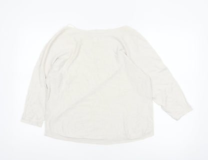 The White Company Women’s Ivory Linen Blend Boat Neck Jumper Size S