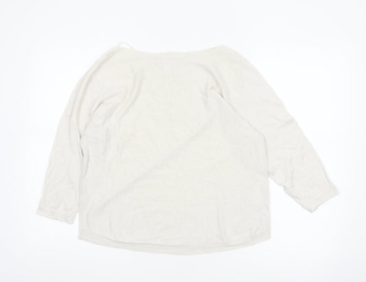 The White Company Women’s Ivory Linen Blend Boat Neck Jumper Size S