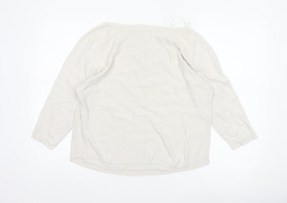 The White Company Women’s Ivory Linen Blend Boat Neck Jumper Size S