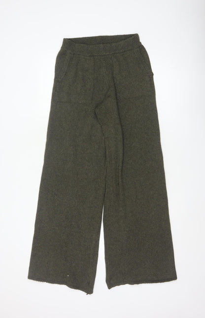 COLLUSION Women’s Green Wide-Leg Knit Trousers XS