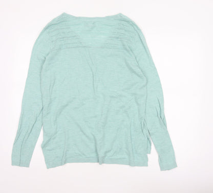 Fat Face Women’s Green V-Neck Cotton Knit Jumper Size 14