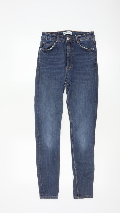 Zara Women Blue Skinny Stretch Jeans Size 10 Mid Rise Denim
