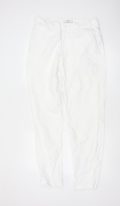 Marks and Spencer Men's White Linen Blend Chino Trousers 32W 33L