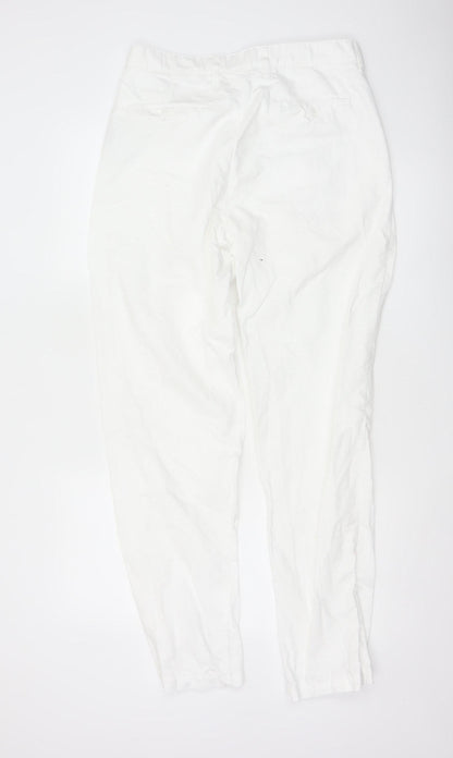Marks and Spencer Men's White Linen Blend Chino Trousers 32W 33L