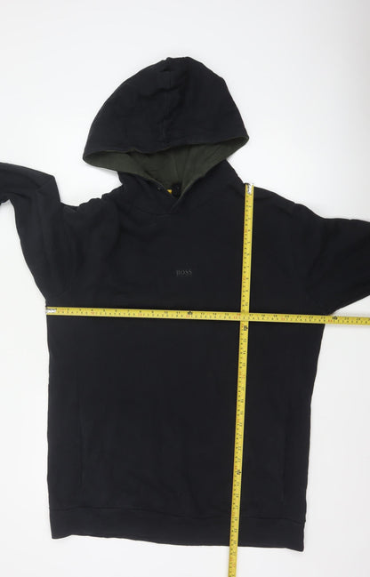 Hugo Boss Mens Black XL Pullover Hoodie Logo Sweatshirt