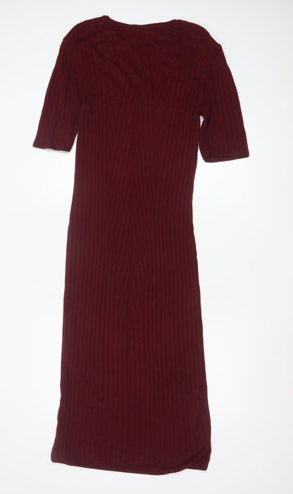 Topshop Maternity Red Knit Bodycon Midi Dress UK 16
