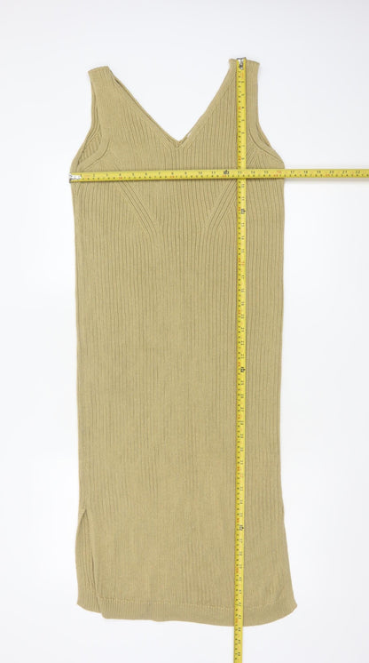 Tu Women Beige Size 12 Sleeveless Knit Bodycon Midi Dress