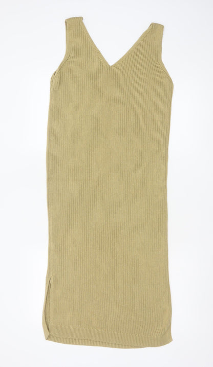 Tu Women Beige Size 12 Sleeveless Knit Bodycon Midi Dress