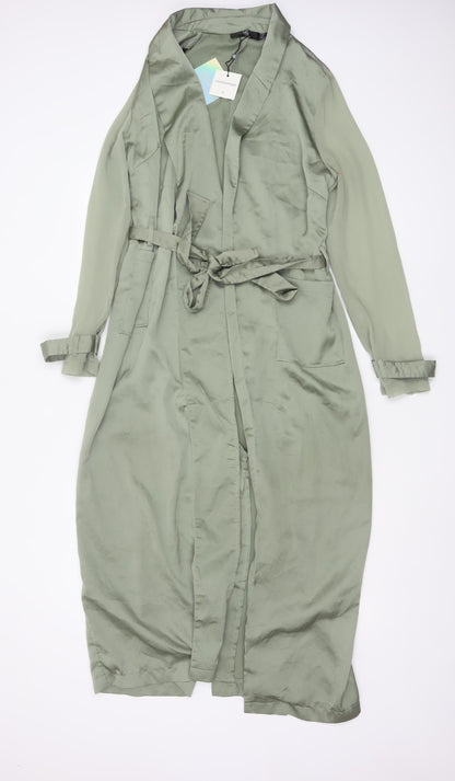 Women's Green Long Wrap Dress Belted Polyester Size 8