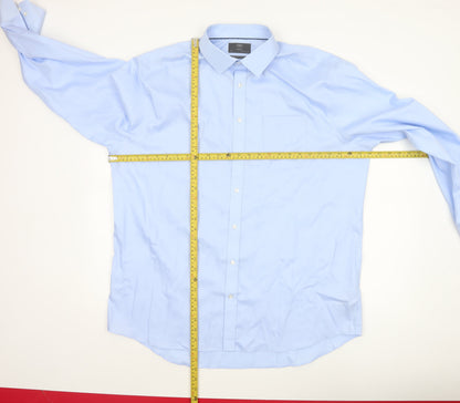 Marks and Spencer Men’s Blue 17.5in Regular Fit Pure Cotton Non-Iron Formal Shirt