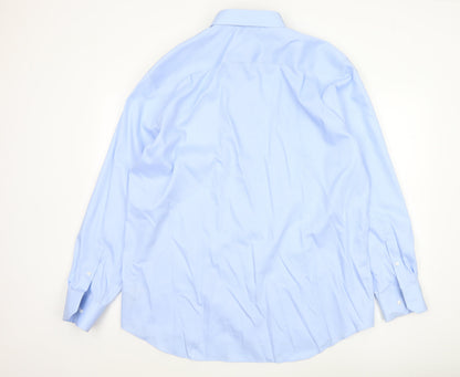 Marks and Spencer Men’s Blue 17.5in Regular Fit Pure Cotton Non-Iron Formal Shirt