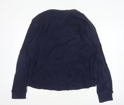 GAP Men's Blue Long Sleeve Colourblock Cotton Top Size L