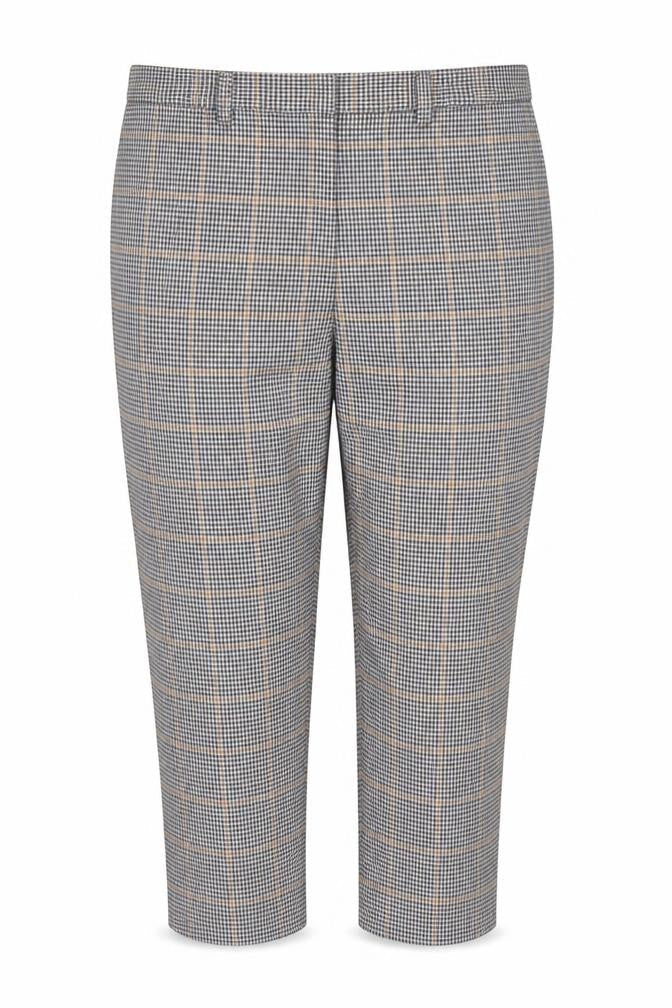 Marks & Spencer Womens Blue Check Chino Trousers Size 20 Short Stretch