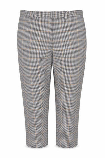 Marks & Spencer Womens Blue Check Chino Trousers Size 20 Short Stretch