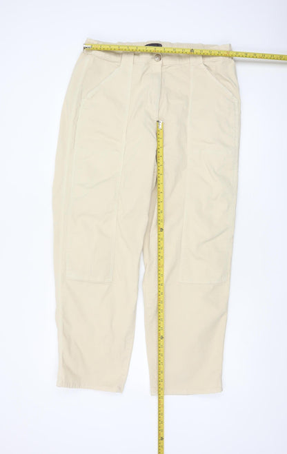 Marks and Spencer Women Beige Cargo Trousers Size 18 Regular Cotton
