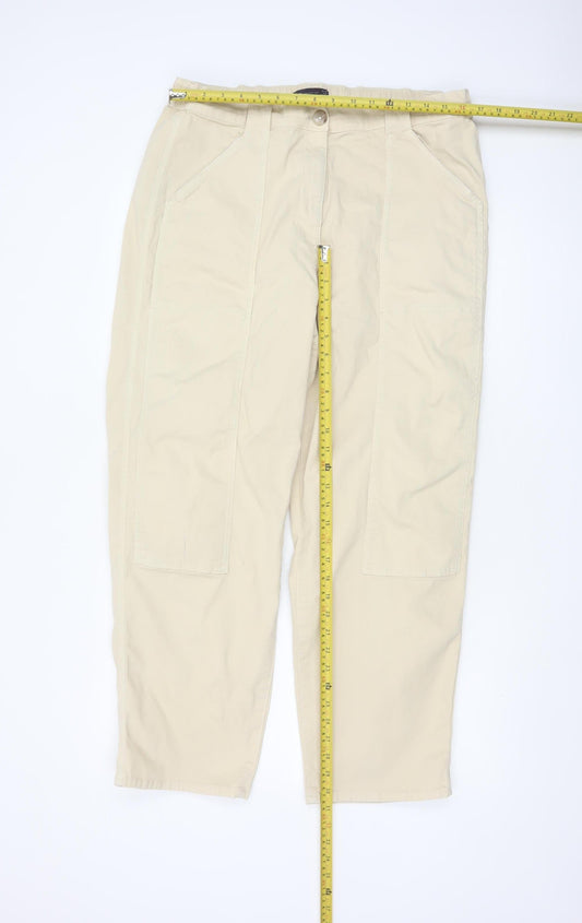 Marks and Spencer Women Beige Cargo Trousers Size 18 Regular Cotton