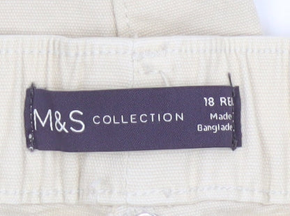Marks and Spencer Women Beige Cargo Trousers Size 18 Regular Cotton
