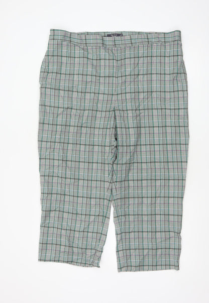 Marks and Spencer Women's Green Check Capri Trousers Size 20