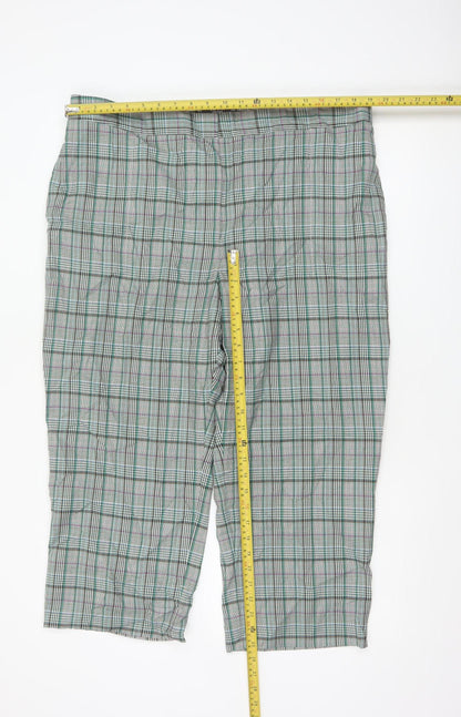 Marks and Spencer Women's Green Check Capri Trousers Size 20