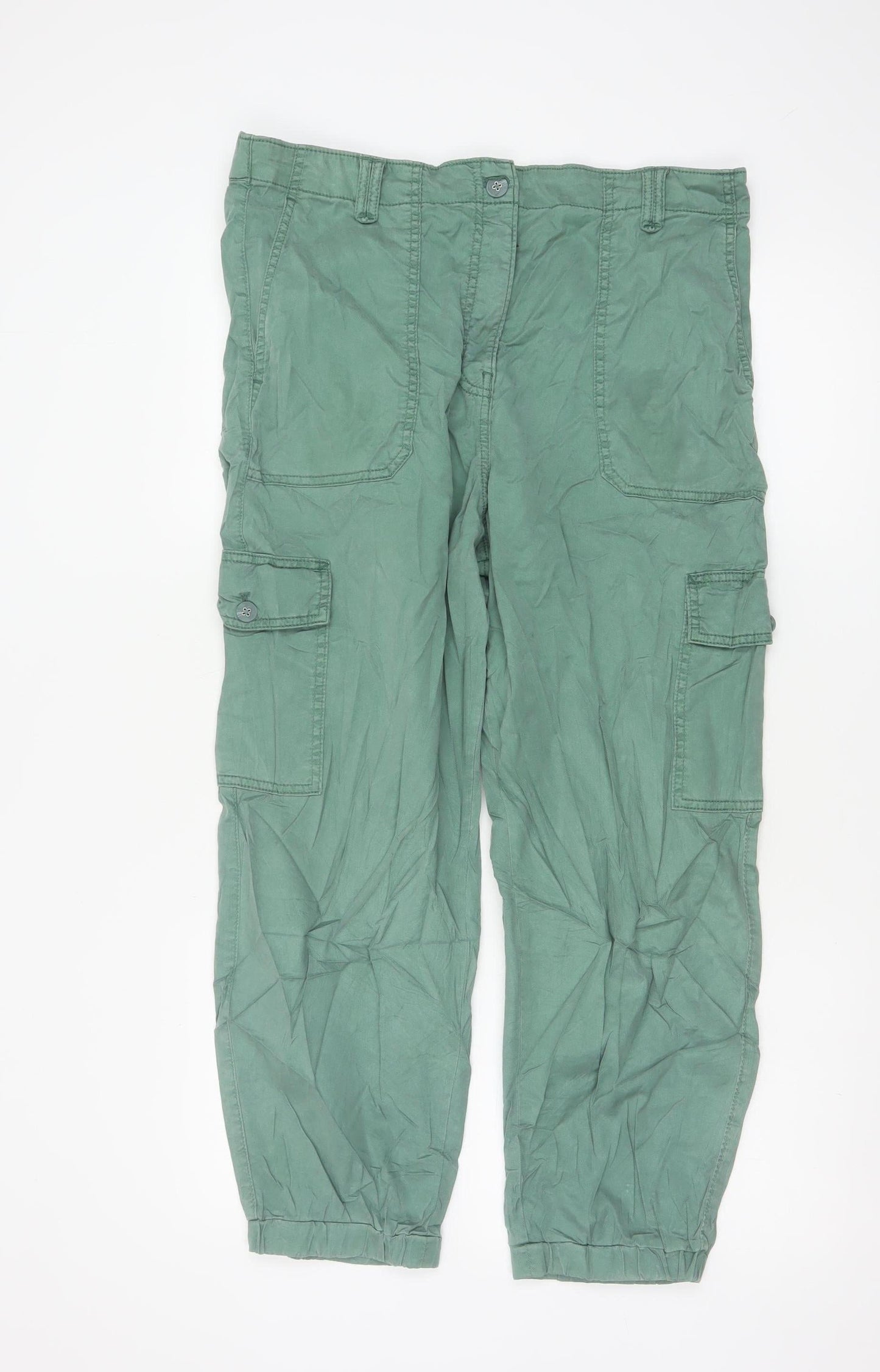 Marks and Spencer Women’s Green Cargo Trousers Size 16 Cotton Twill