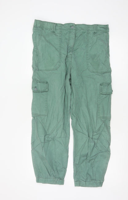 Marks and Spencer Women’s Green Cargo Trousers Size 16 Cotton Twill