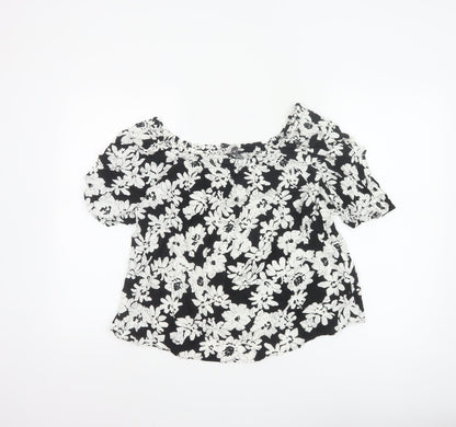 Marks and Spencer Women's Black Floral Tunic Blouse Size 10