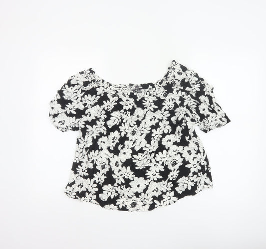 Marks and Spencer Women's Black Floral Tunic Blouse Size 10