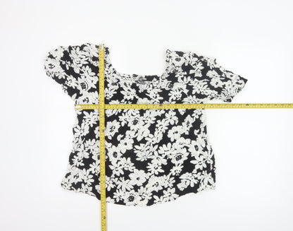 Marks and Spencer Women's Black Floral Tunic Blouse Size 10