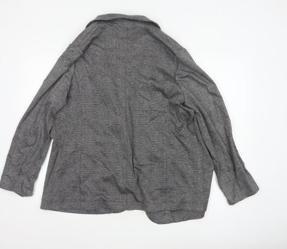 Marks and Spencer Womens Grey Check Blazer Jacket Size 18 Regular Fit