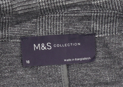 Marks and Spencer Womens Grey Check Blazer Jacket Size 18 Regular Fit