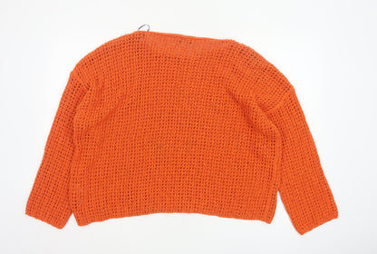 Marks and Spencer Women’s Orange Open-Knit Cotton Jumper XL