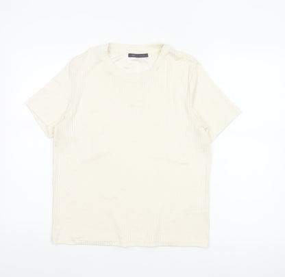 Marks and Spencer Womens Ivory Short Sleeve Basic T-Shirt Size 14