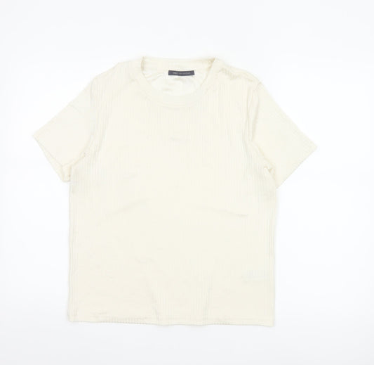 Marks and Spencer Womens Ivory Short Sleeve Basic T-Shirt Size 14