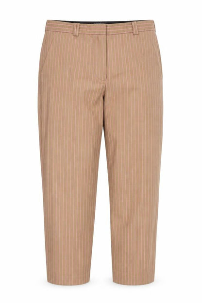 Marks & Spencer Women Brown Striped Chino Trousers Size 16 Regular