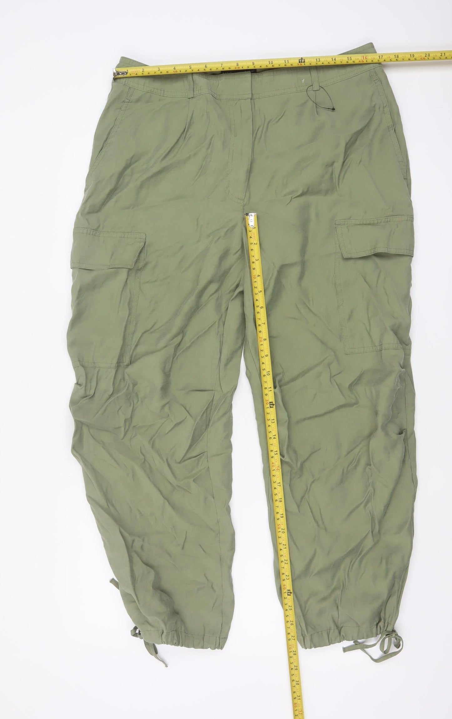 Marks and Spencer Women’s Green Cargo Trousers Size 16 Short Modal Blend