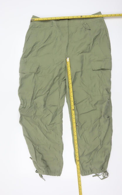 Marks and Spencer Women’s Green Cargo Trousers Size 16 Short Modal Blend