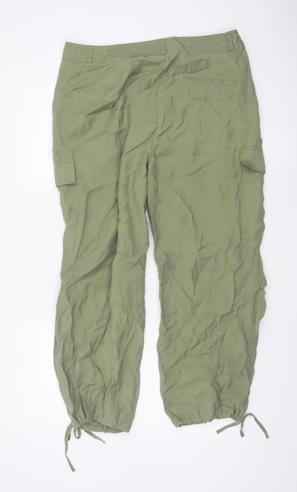 Marks and Spencer Women’s Green Cargo Trousers Size 16 Short Modal Blend