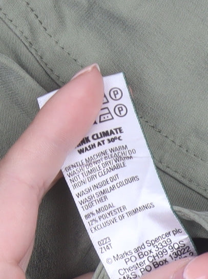 Marks and Spencer Women’s Green Cargo Trousers Size 16 Short Modal Blend
