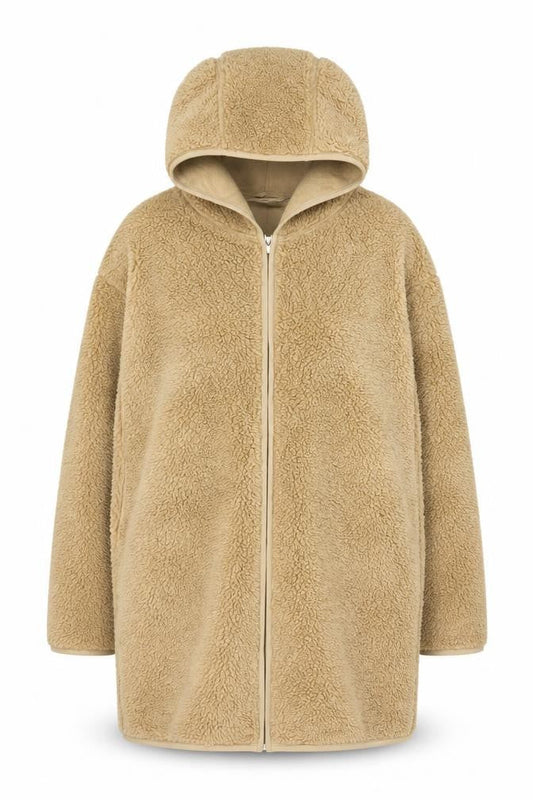 Marks and Spencer Women’s Beige Hooded Fleece Coat Size 18