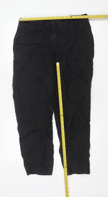 Marks and Spencer Autograph Women's Black Linen Cropped Tapered Trousers Size 14